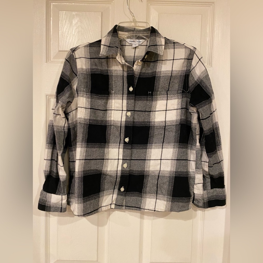 Old Navy Boyfriend Shirt White/Black Size Xs